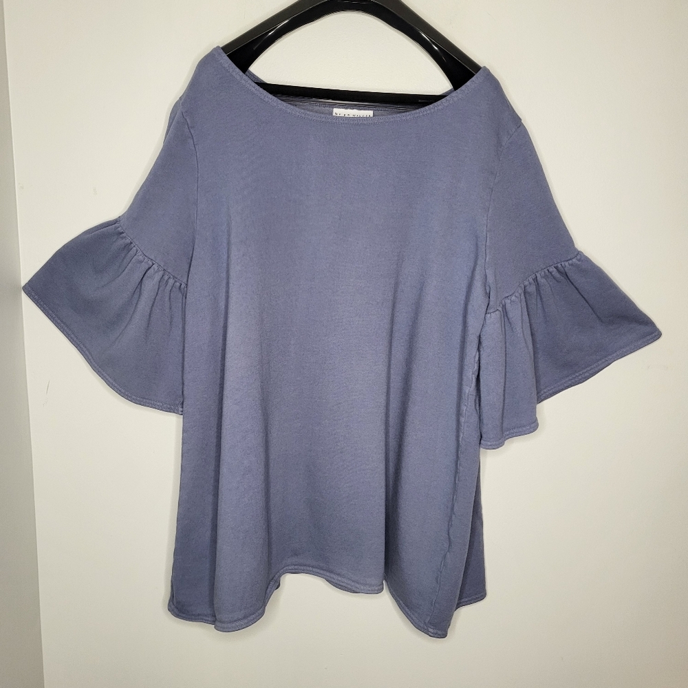 Bryn Walker Diego Bamboo Cotton Tunic Dress Slate Blue XL Lagenlook Bell Sleevek